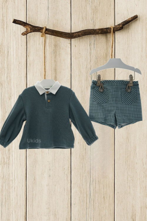 Conjunto Bebe Pantalon Corto Art.1857 Familia Kelly Turquesa