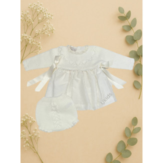 Vestido y Braga ceremonia Beige