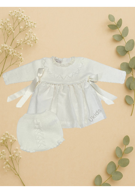 Vestido y Braga ceremonia Beige
