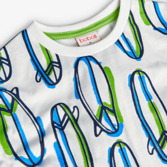 Camiseta punto estampada de niño -BCI estampado tablas de surf fondo blanco