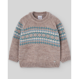 Jersey Niño Greca Bebe Infantil  Pompon  Avellana