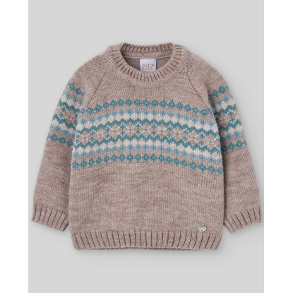 Jersey Niño Greca Bebe Infantil  Pompon  Avellana