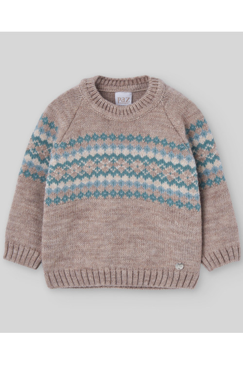 Jersey Niño Greca Bebe Infantil  Pompon  Avellana