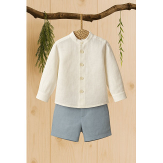 CONJUNTO BEBÉ NIÑO MAO M/L  PANTALÓN BOMBACHO azul oceano