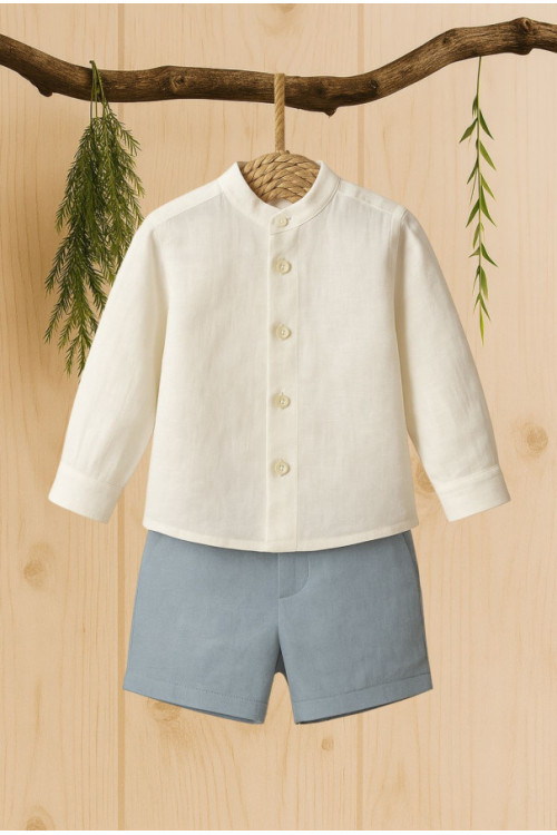 CONJUNTO BEBÉ NIÑO MAO M/L  PANTALÓN BOMBACHO azul oceano