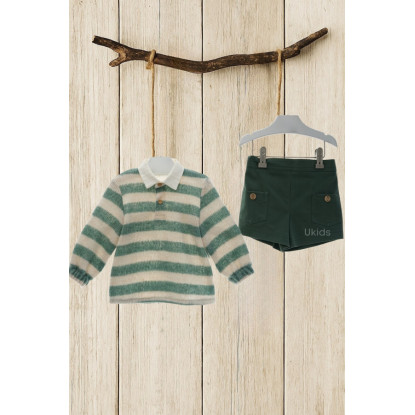 Conjunto Bebe Pantalon Corto Art.1853 Familia Sophia Verde Emp. Sarga