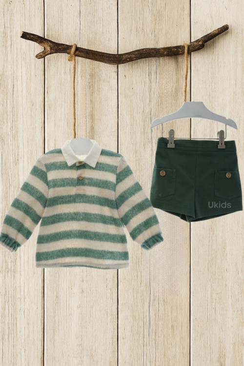 Conjunto Bebe Pantalon Corto Art.1853 Familia Sophia Verde Emp. Sarga