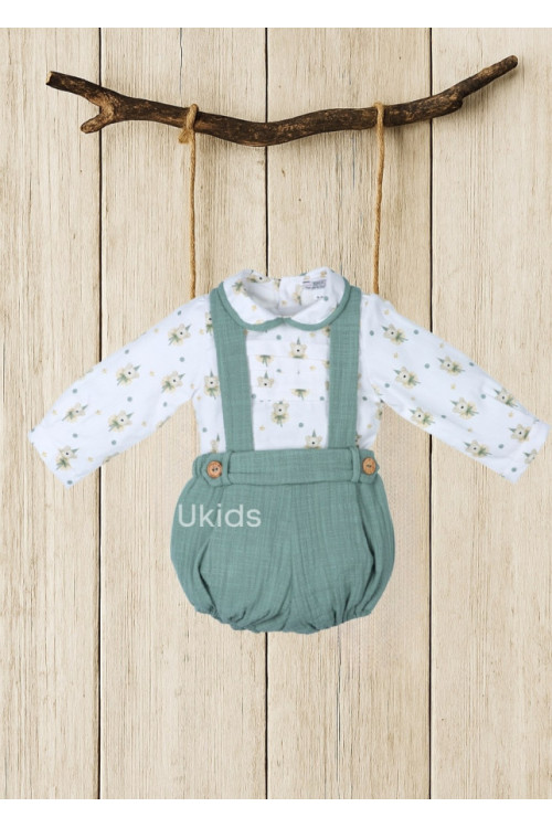 Conjunto Peto Niño Colección Teddy Fest Verde Hoja