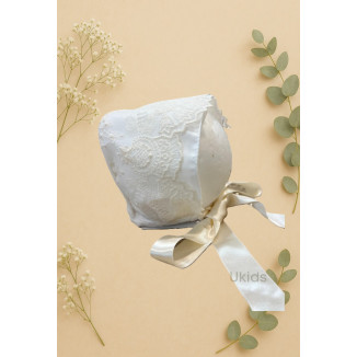 Conjunto Bautizo Faldón, Ranita Y Capota Crema