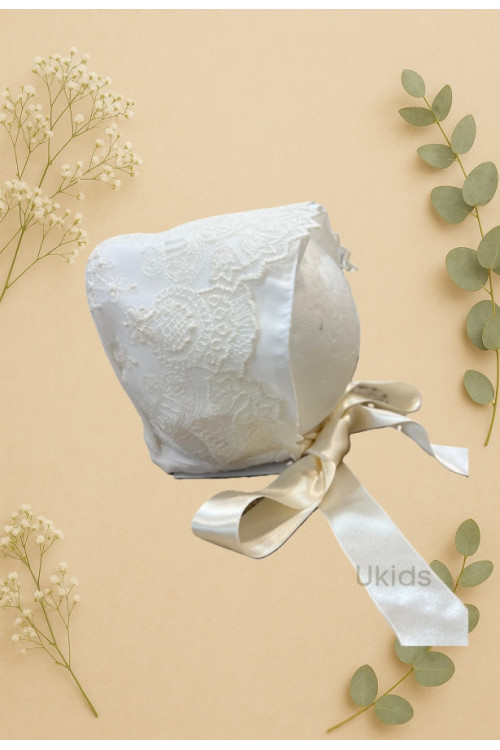 Conjunto Bautizo Faldón, Ranita Y Capota Crema