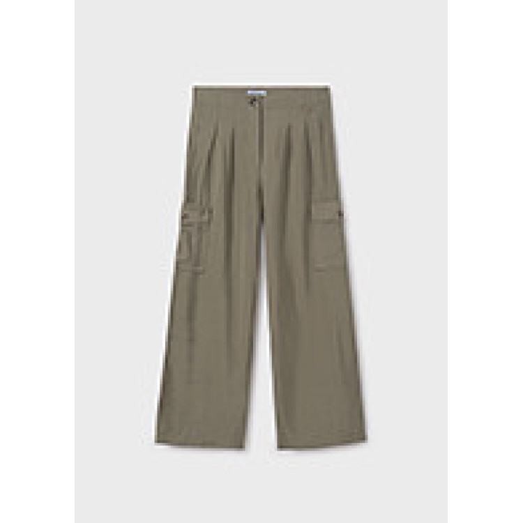 Pantalon largo fluido cargo   musgo