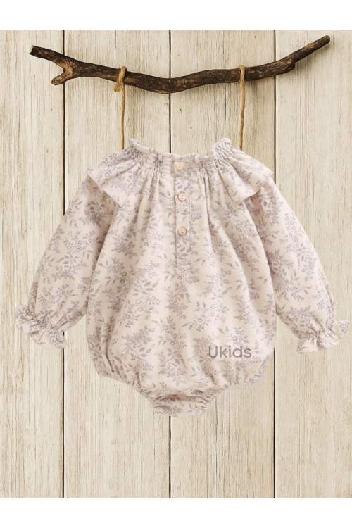 Ranita Con Estampado Floral Morado Y Lazo Malva