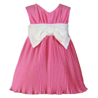 Vestido Infantil Niña Fresa Lazo Blanco Fresa