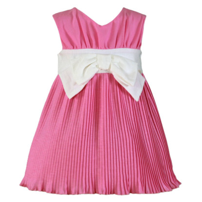 Vestido Infantil Niña Fresa Lazo Blanco Fresa