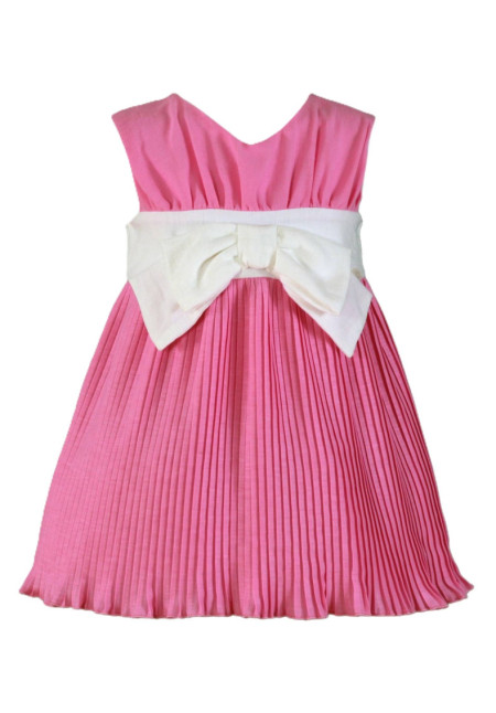 Vestido Infantil Niña Fresa Lazo Blanco Fresa