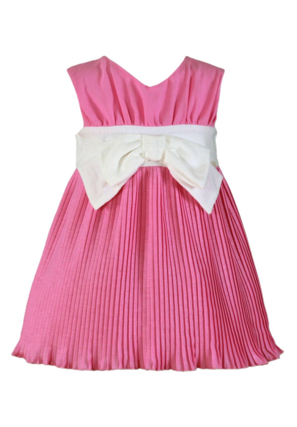 Vestido Infantil Niña Fresa Lazo Blanco Fresa