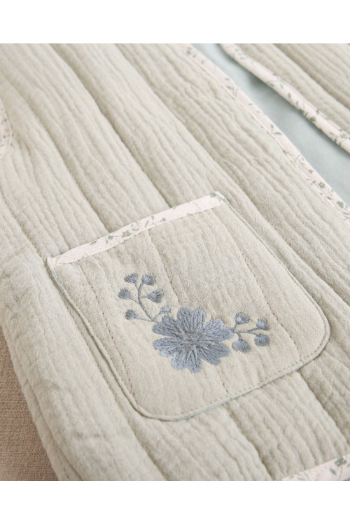 Chaleco Niña Detalle Floral En Bolsillos Verde