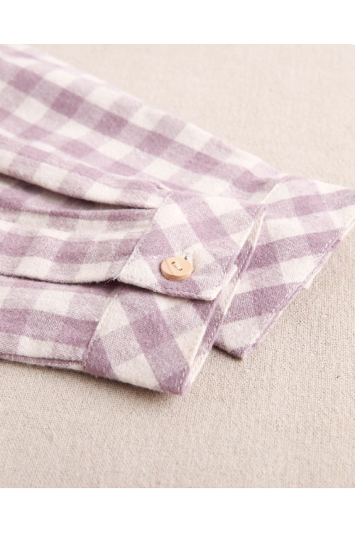 Conjunto Camisa Niño Cuadros Pantalón Gris Chino Malva
