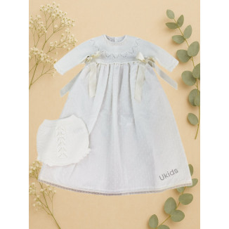 Faldon Con Braguita Punto Y Plumeti Blanco Roto