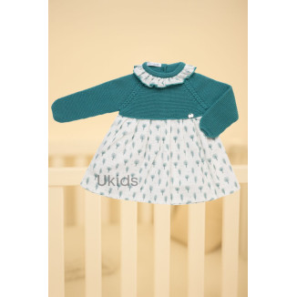 Vestido cuerpo punto árboles verde báltico