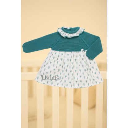 Vestido cuerpo punto árboles verde báltico