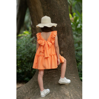 Vestido Liso Volantes Naranja