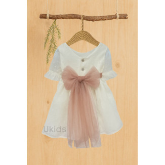 VESTIDO CEREMONIA PLUMETI GASA M/FRANCESA TUL ROSA