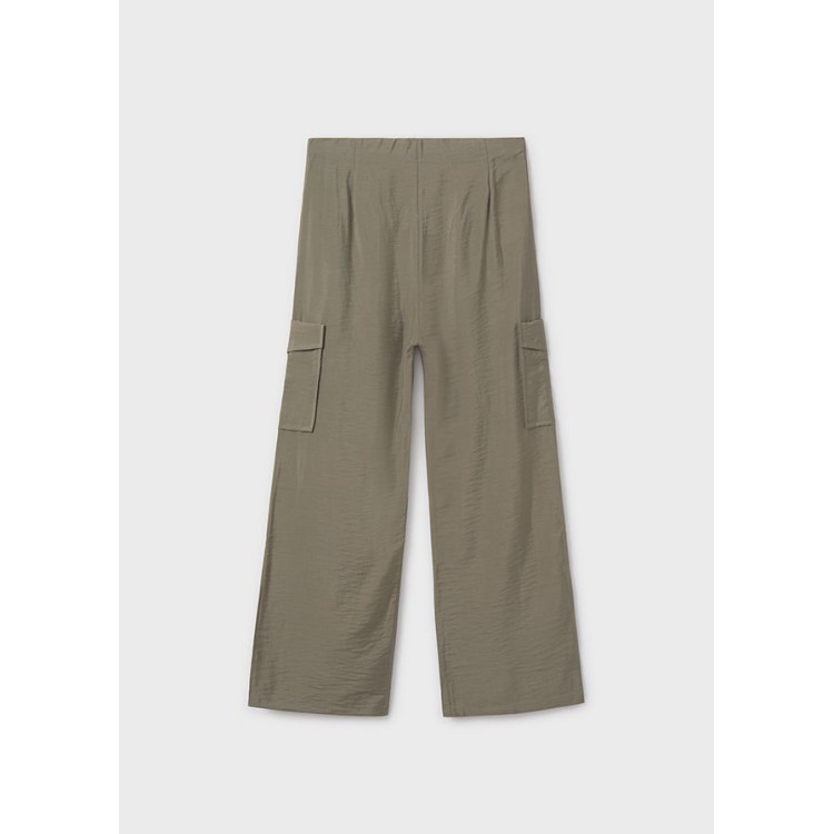 Pantalon largo fluido cargo musgo