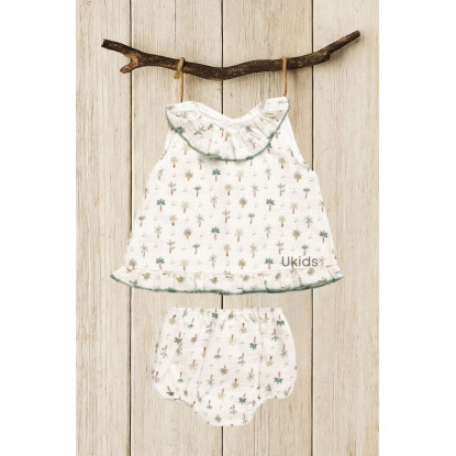 CONJUNTO TELA PALMERAS  verde hoja