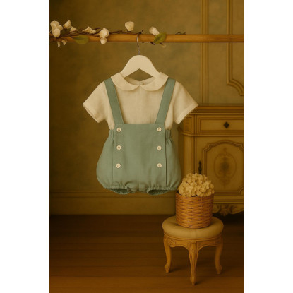 Conjunto Ceremonia Camisa M/C Y Bombacho Verde