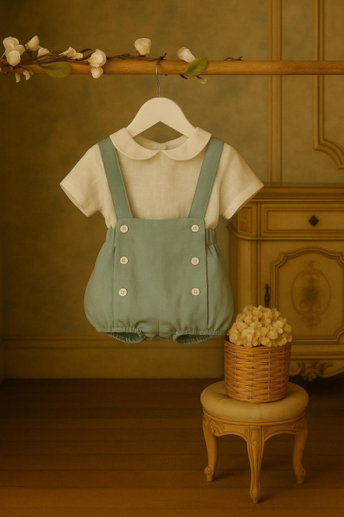 Conjunto Ceremonia Camisa M/C Y Bombacho Verde