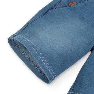 Bermudas felpa denim elástica de niño lavado bleach