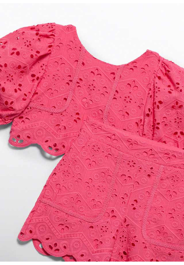 Conj. bermuda bordado         fucsia