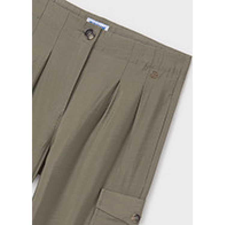 Pantalon largo fluido cargo   musgo