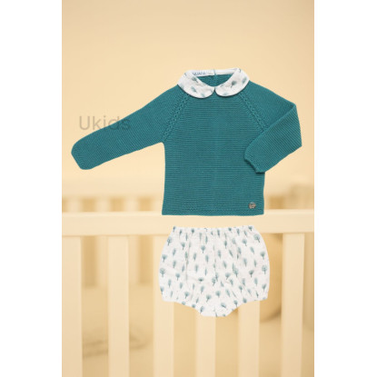 Conjunto Pantalón Árboles Cuello Verde Baltico