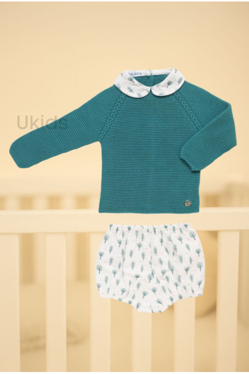 Conjunto Pantalón Árboles Cuello Verde Baltico