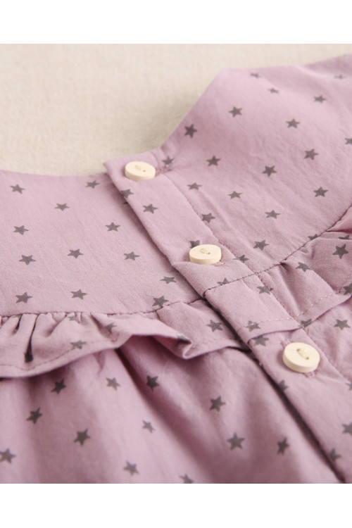 Vestido Bebé Niña Estampado Y Volante Cuello Morado