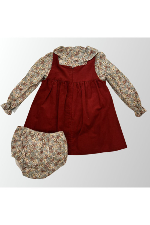 Conjunto pichi bebé 3 piezas. granate