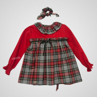 Vestido Cuadro Rojo Con Coletero. Rojo