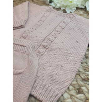 CONJUNTO BEBE TRICOT JERSEY/REBECA WENDY CON CULETIN BOLSILLO PALE ROSE rosa