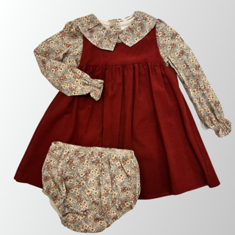 Conjunto pichi bebé 3 piezas. granate