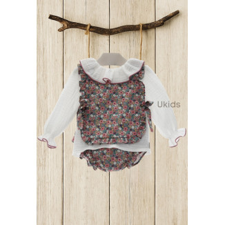 Conjunto Bebe Niña 3 Piezas Art.2228 'Familia Cachemira' Buganvilla