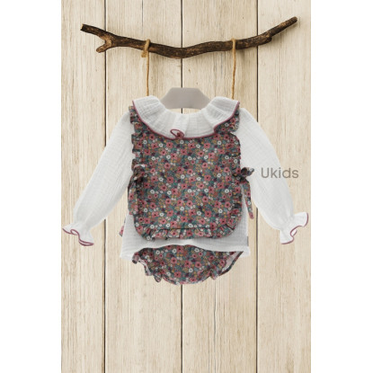 Conjunto Bebe Niña 3 Piezas Art.2228 'Familia Cachemira' Buganvilla