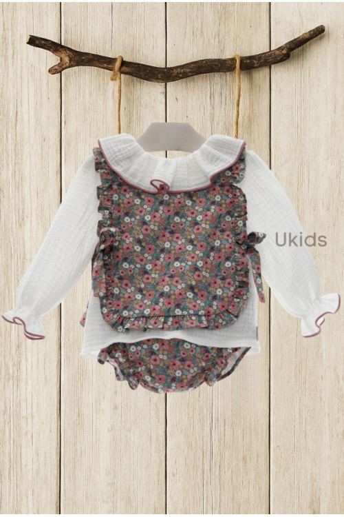 Conjunto Bebe Niña 3 Piezas Art.2228 'Familia Cachemira' Buganvilla