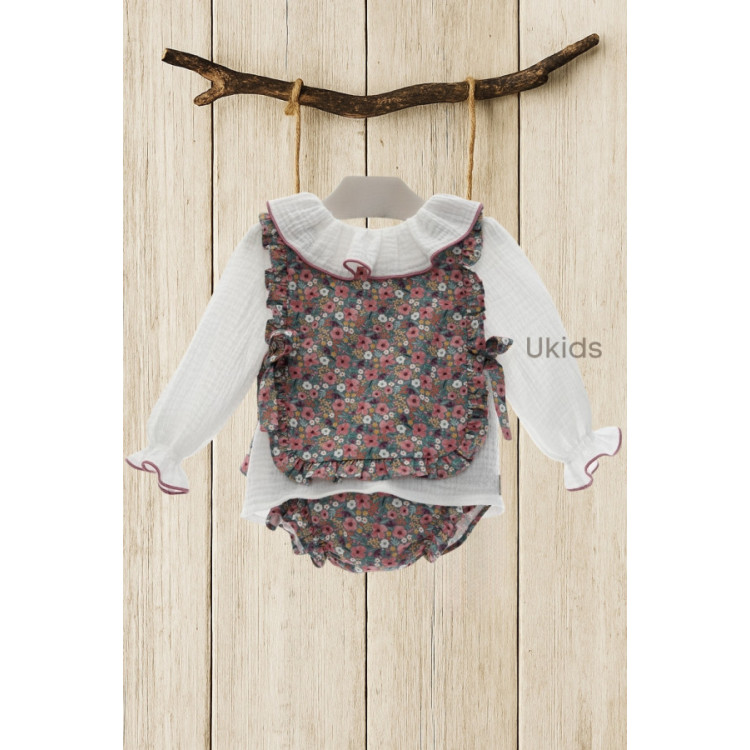 Conjunto Bebe Niña 3 Piezas Art.2228 'Familia Cachemira' Buganvilla