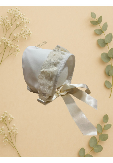 Capota Bautizo Crepe Crema