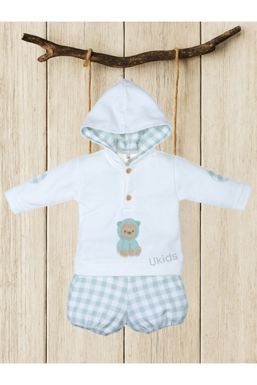 Conjunto Algodón Y Tela Culetin Vichy Verde Empolvado