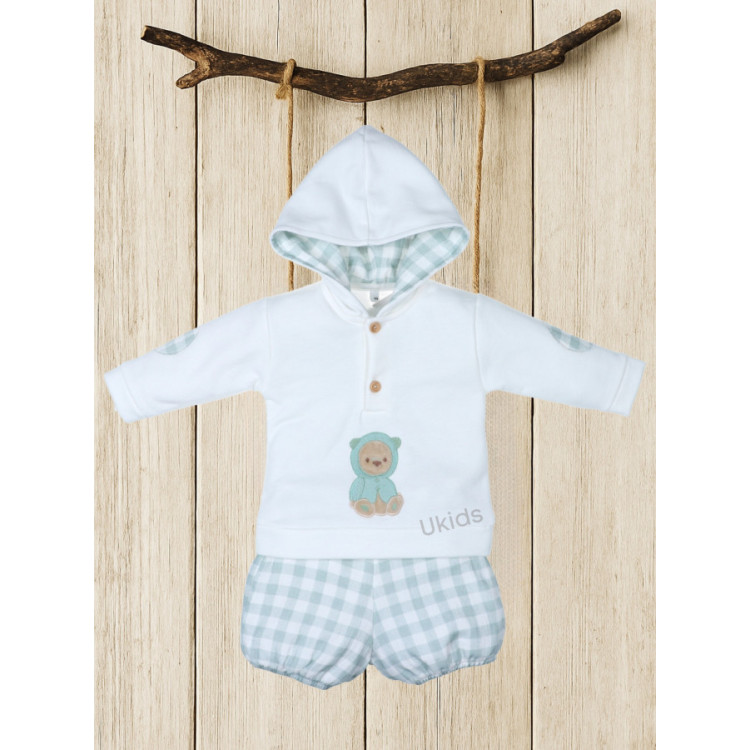 Conjunto Algodón Y Tela Culetin Vichy Verde Empolvado