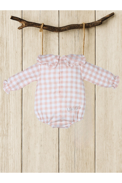 Ranita Cuello  Cuadrado Vichy Rosa Empolvado