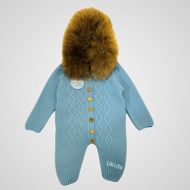 Buzo Aranes Capucha Pelo Azul Nube